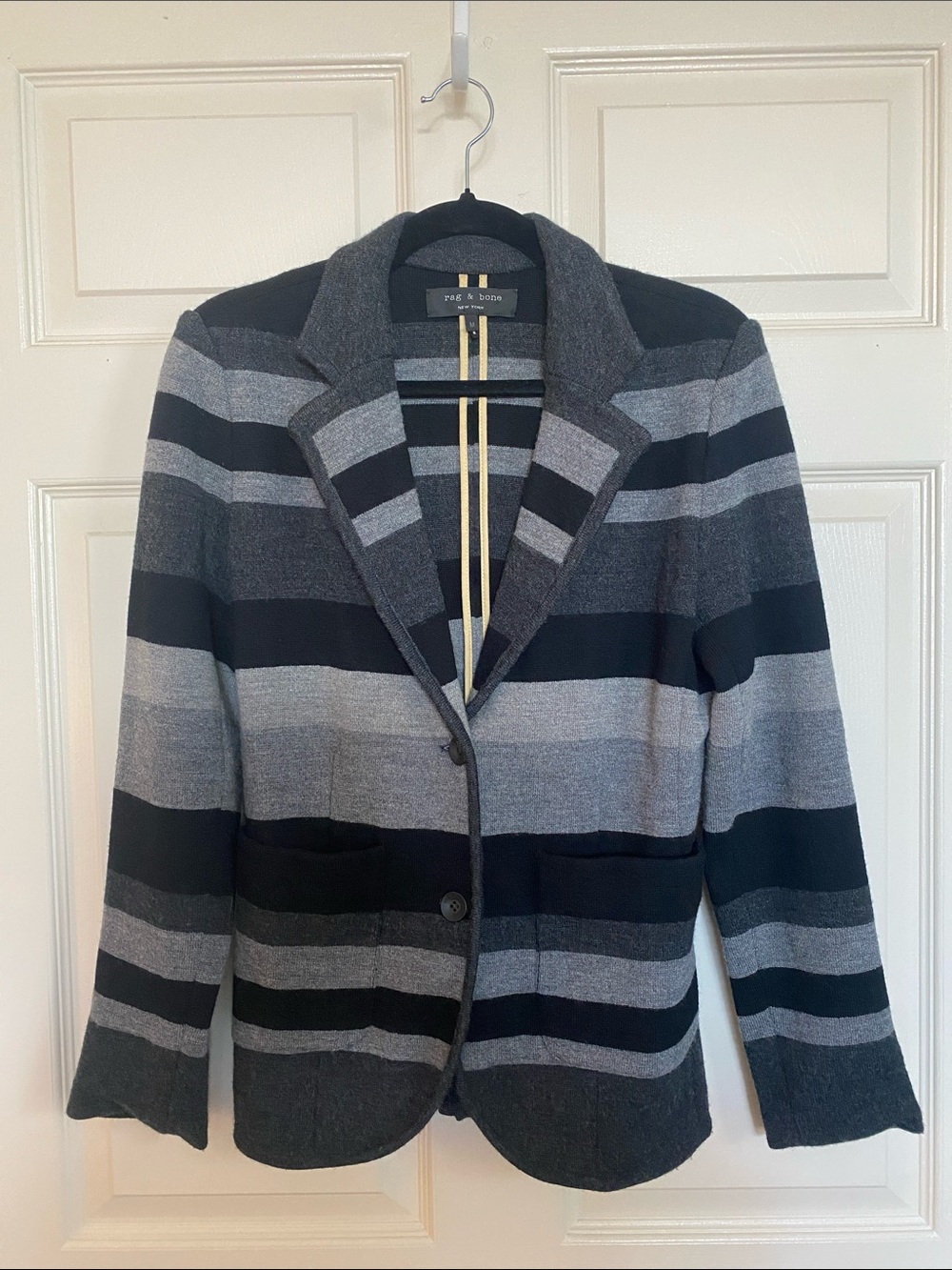 Rag & Bone Knit Blazer in Gray and Black Size Medium